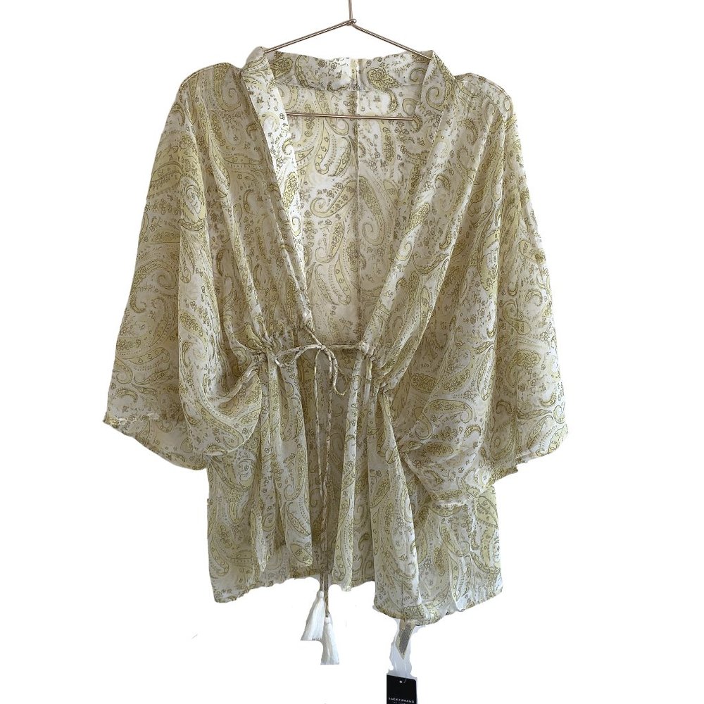 Lucky Brand Yellow Paisley Kimono Jacket